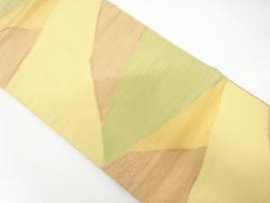 切りばめ風　草葉模様織り出し　紬名古屋帯